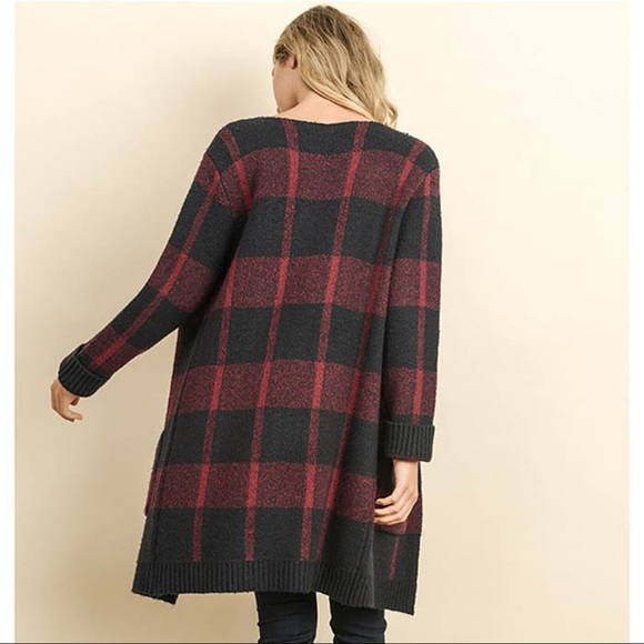 Dress forum medium nylon/ acrylic plaid red& blue cardigan…. - Picture 5 of 8